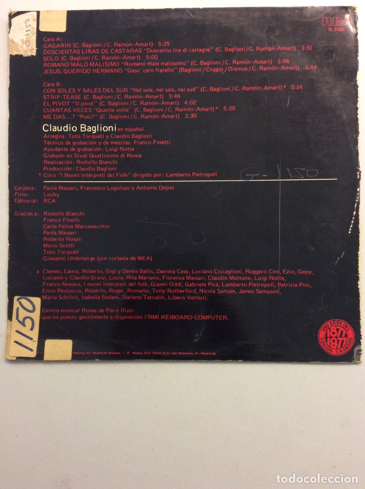 Discos de vinilo: Claudio Baglioni. Solo. - Foto 2