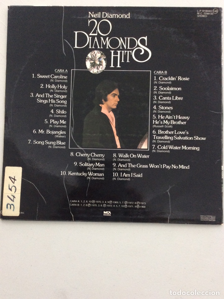 Discos de vinilo: Neil Diamond. 20 diamonds hits. - Foto 2