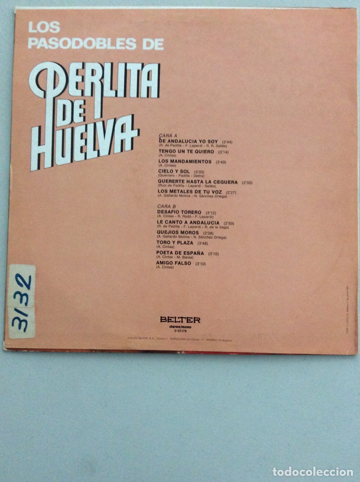 Discos de vinilo: Perlita de Huelva. Los pasodobles de - Foto 2