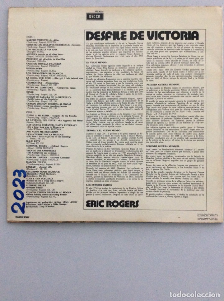 Discos de vinilo: Eric Rogers. Desfile de victoria. - Foto 2