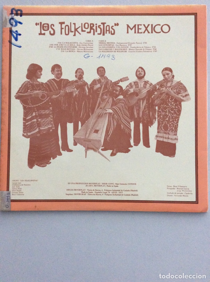Discos de vinilo: Los Folkloristas. Mexico. - Foto 2