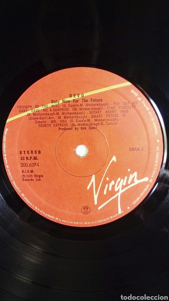 Discos de vinilo: Devo - Duty New For The Future - 1979 - Spain - New Wave, Electr&oacute;nic Rock - Foto 4