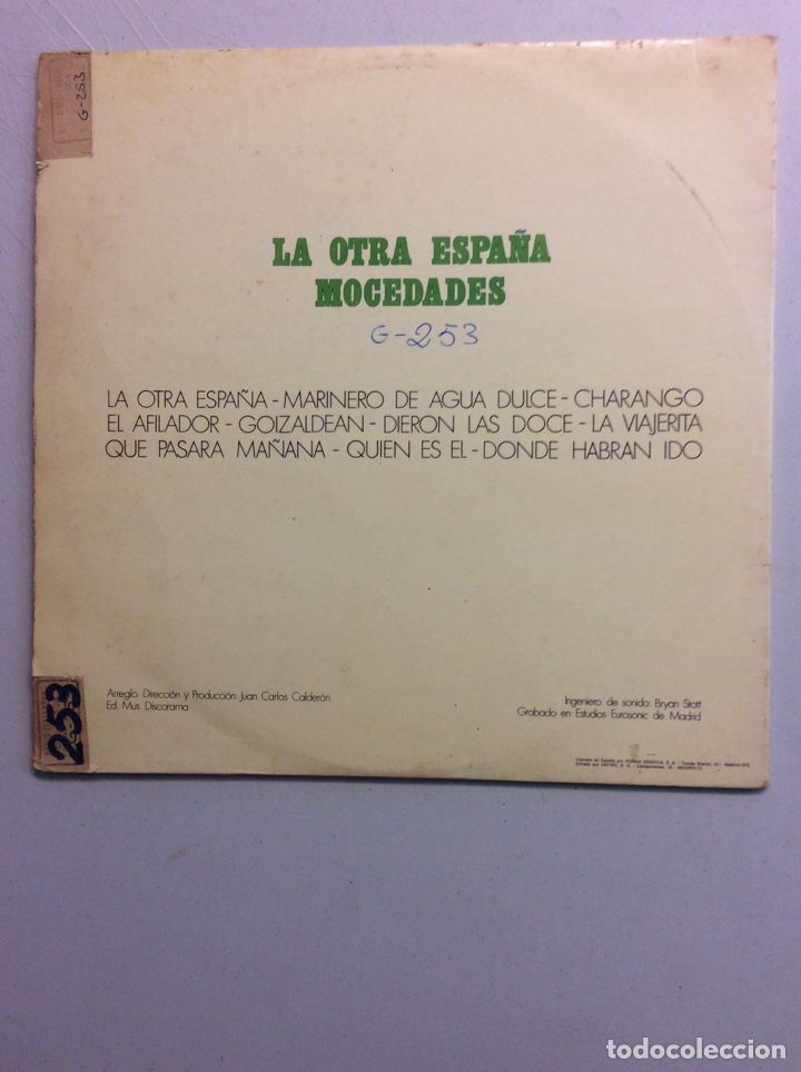 Discos de vinilo: Mocedades. La otra Espa&ntilde;a. - Foto 2