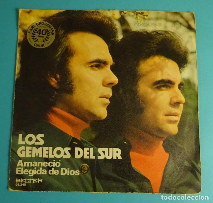Discos de vinilo: LOS GEMELOS DEL SUR. AMANECI&Oacute; / ELEGIDA DE DIOS. SINGLE BELTER 1973 - Foto 1