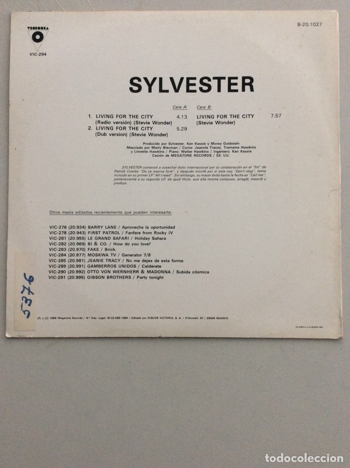Discos de vinilo: Sylvester. Living for the city. - Foto 2