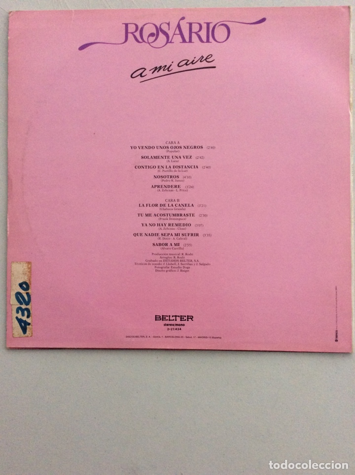 Discos de vinilo: Rosario. A mi aire. - Foto 2