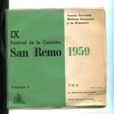 Discos de vinilo: A- IX FESTIVAL SAN REMO 1959 VOL.4. EP CETRA . BUENO. Lote 337119863