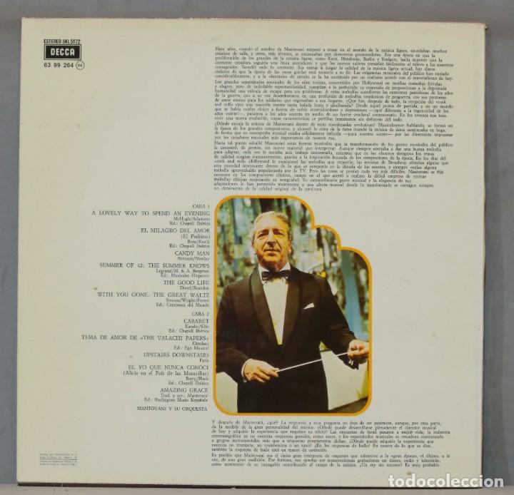 Discos de vinilo: LP. UN ATARDECER CON MANTOVANI - Foto 2