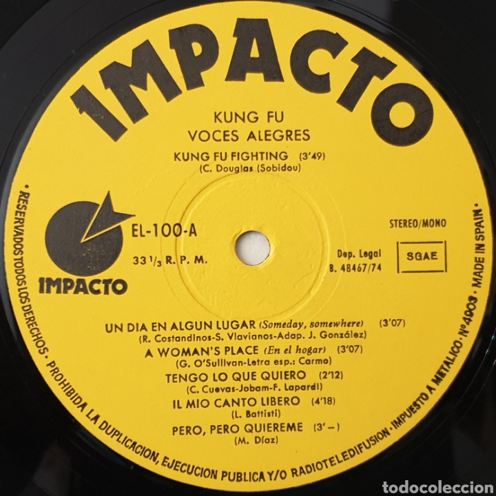 Discos de vinilo: LP VOCES ALEGRES - Kung Fu (Impacto, 1974) - Foto 5
