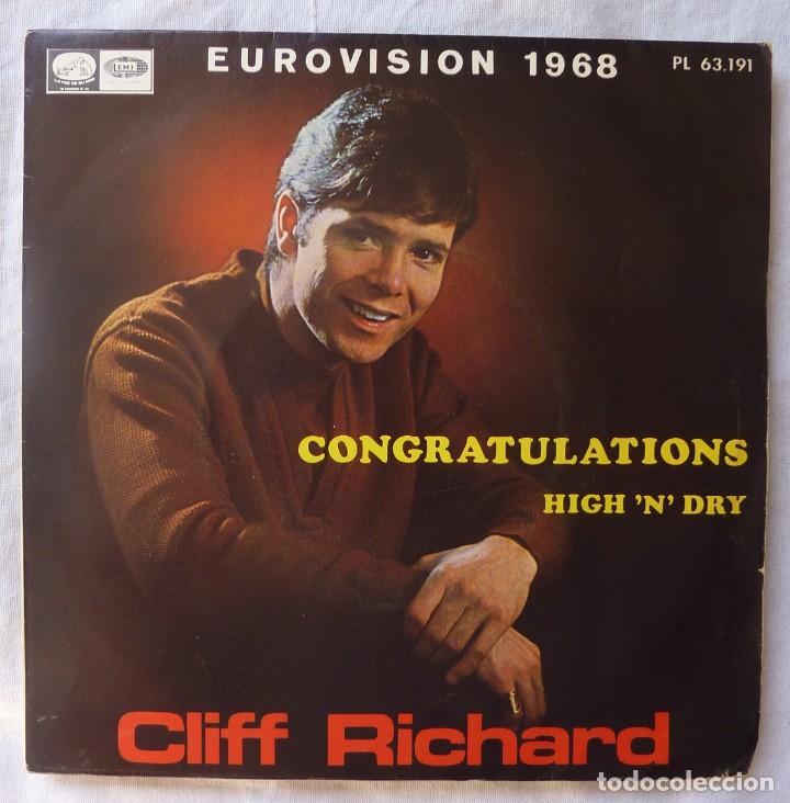 Discos de vinilo: CLIFF RICHARD // CONGRATULATIONS // EUROVISION 1968 // SINGLE - Foto 1