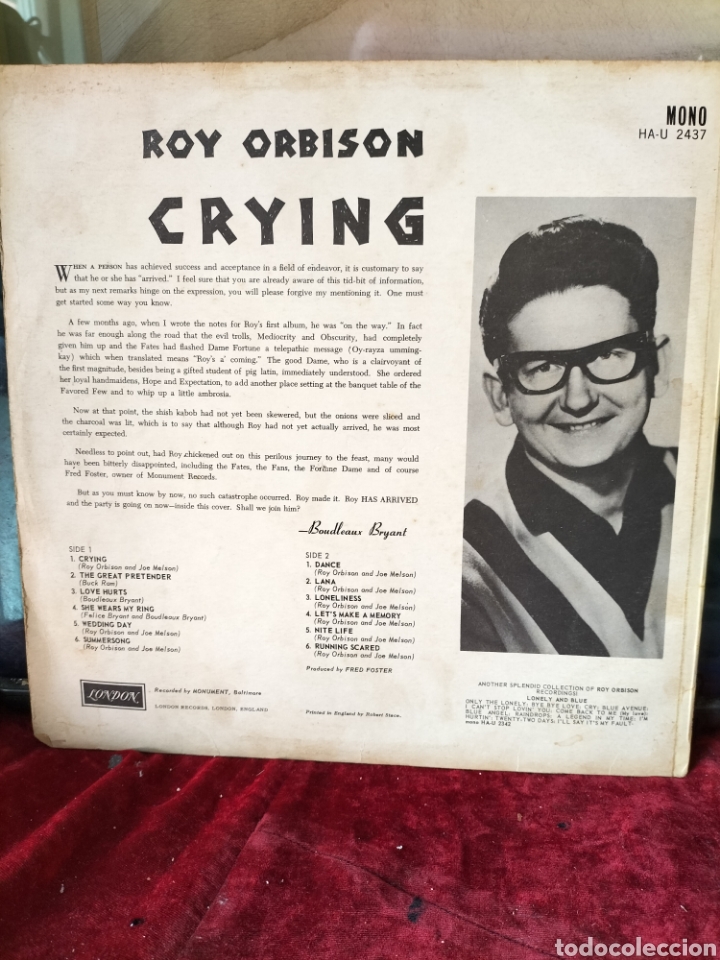 Discos de vinilo: ROY ORBISON 1962 Original Monument Mono - Foto 2
