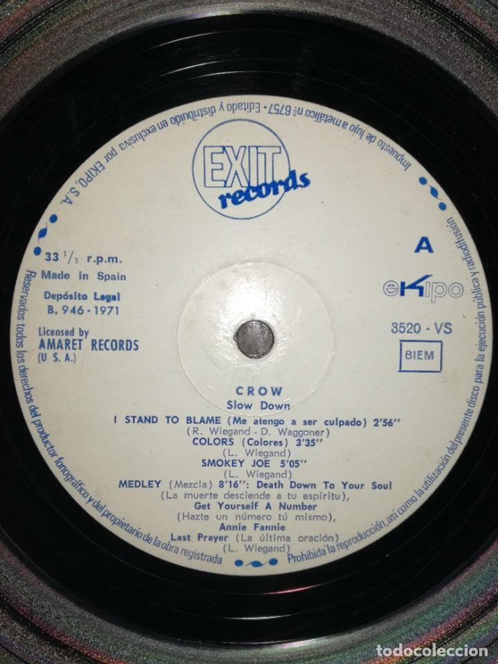 Discos de vinilo: CROW-SLOW DOWN-ORIGINAL ESPA&Ntilde;OL 1971 - Foto 3
