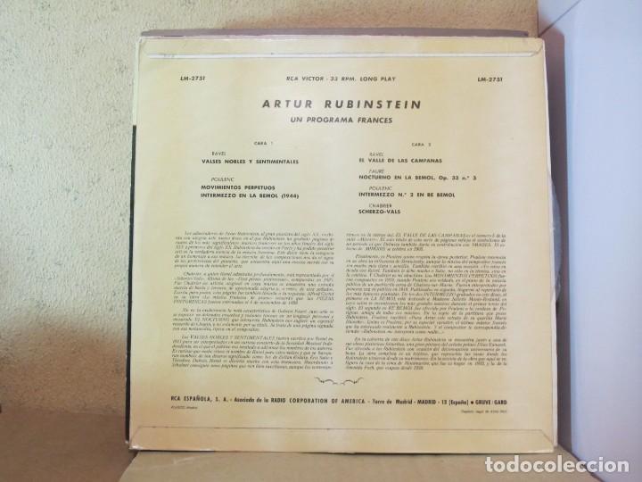 Discos de vinilo: Artur Rubinstein - Un Programa Franc&eacute;s - RCA LM-2751 - 1965 - Foto 2