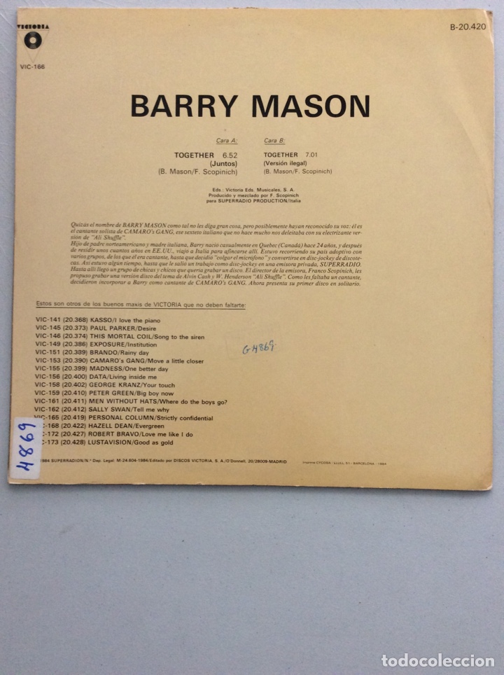 Discos de vinilo: Barry Mason. Together. - Foto 2