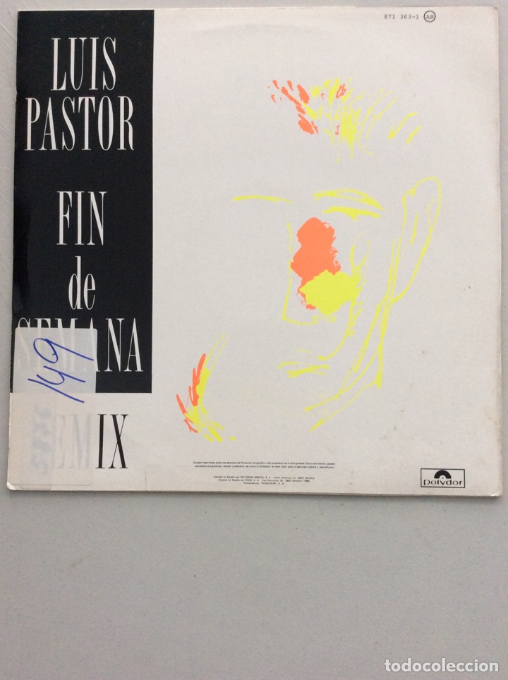Discos de vinilo: Luis Pastor. Fin de semana. Remix. - Foto 2