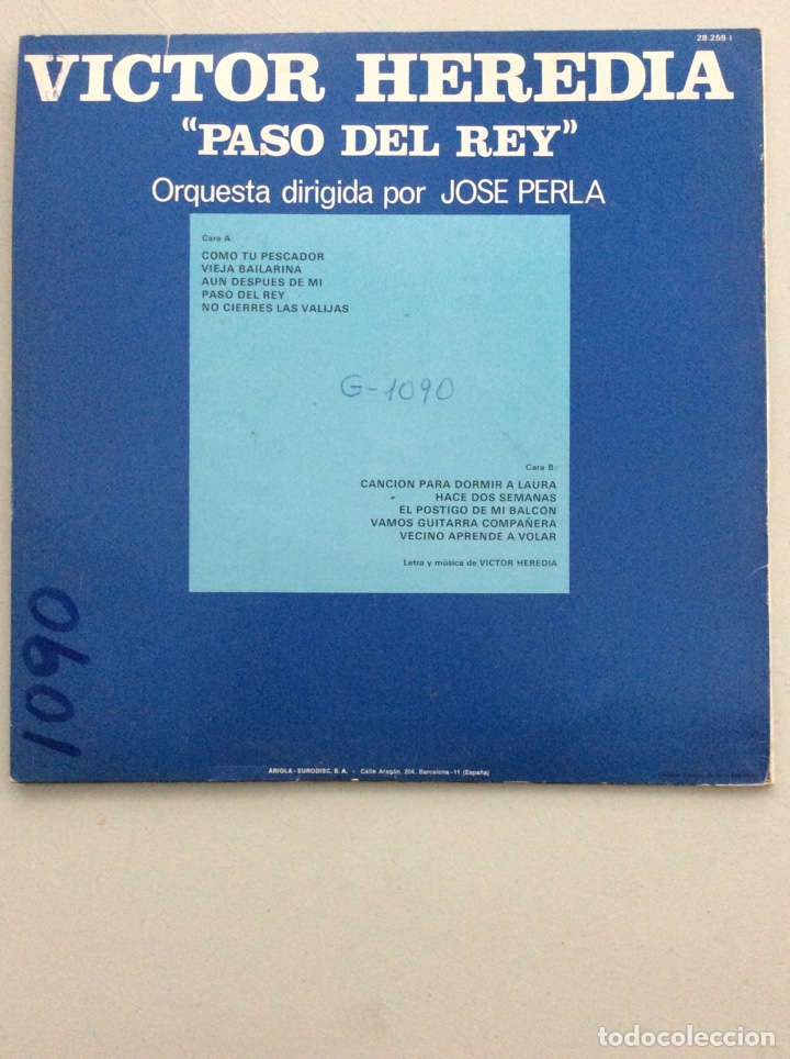 Discos de vinilo: Victor Heredia. Paso del rey. Jose Perla dirige orquesta. - Foto 2