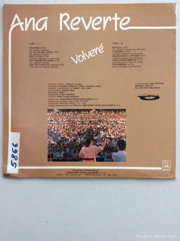 Discos de vinilo: Ana Reverte. Volver&eacute;. - Foto 2