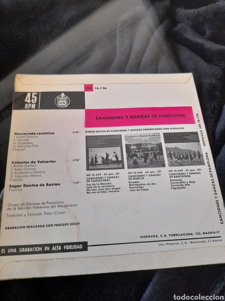 Discos de vinilo: Vinilo, Canciones y danzas de Pamplona - Foto 2