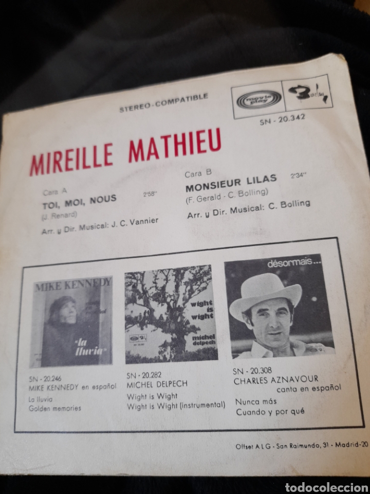 Discos de vinilo: Vinilo de Mireille Mathieu, - Foto 2