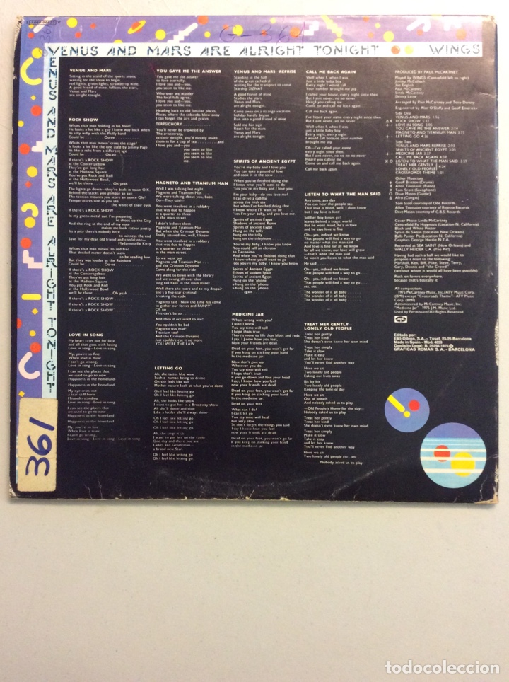 Discos de vinilo: Venus and Mars. Wings. - Foto 2