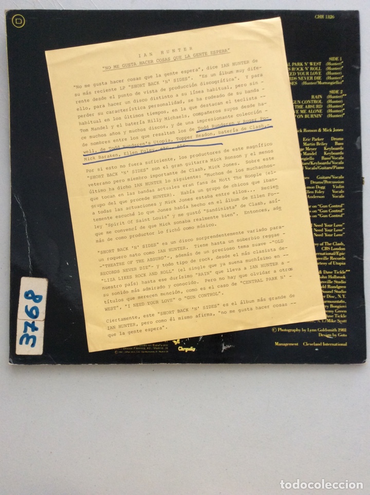 Discos de vinilo: Ian Hunter. Short back n&rsquo; side. - Foto 3