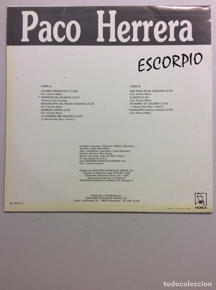 Discos de vinilo: Paco Herrera. Escorpio. - Foto 2