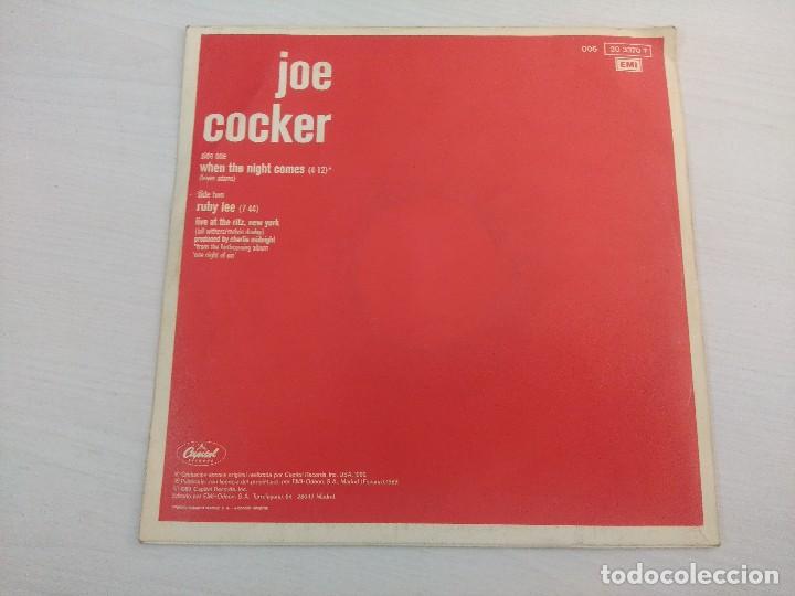 Discos de vinilo: JOE COCKER/WHEN THE NIGHT COMES/SINGLE. - Foto 3
