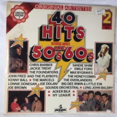 Discos de vinilo: VARIOUS – 40 HITS FROM THE 50'S AND 60'S - 2 X VINYL, LP, COMPILATION - UK. Lote 338541933