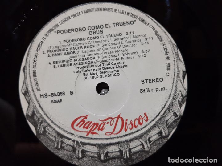 Discos de vinilo: OBUS -PODEROSO COMO EL TRUENO- (1982) LP DISCO VINILO - Foto 7