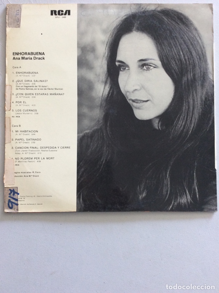Discos de vinilo: Ana Maria Drack. Enhorabuena. - Foto 2