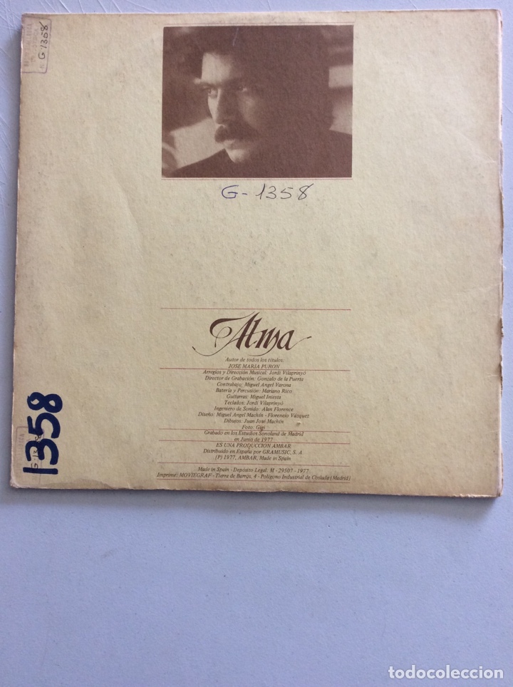 Discos de vinilo: Jos&eacute; Mar&iacute;a Puron. Alma. - Foto 2