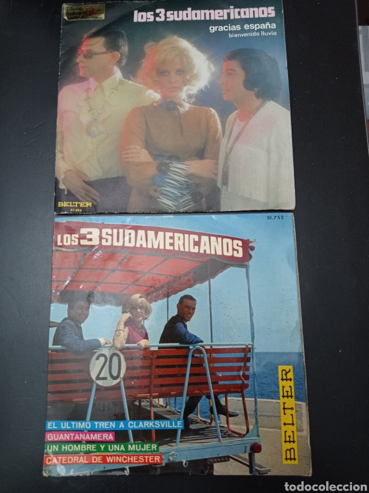 Discos de vinilo: LOS 3 SUDAMERICANOS 2 DISCOS VINILO SINGLES - Foto 1