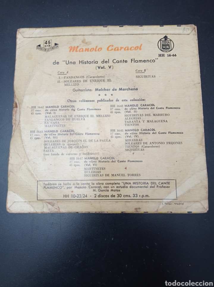 Discos de vinilo: MANOLO CARACOL 2959 ,DISCO VINILO SINGLES - Foto 2