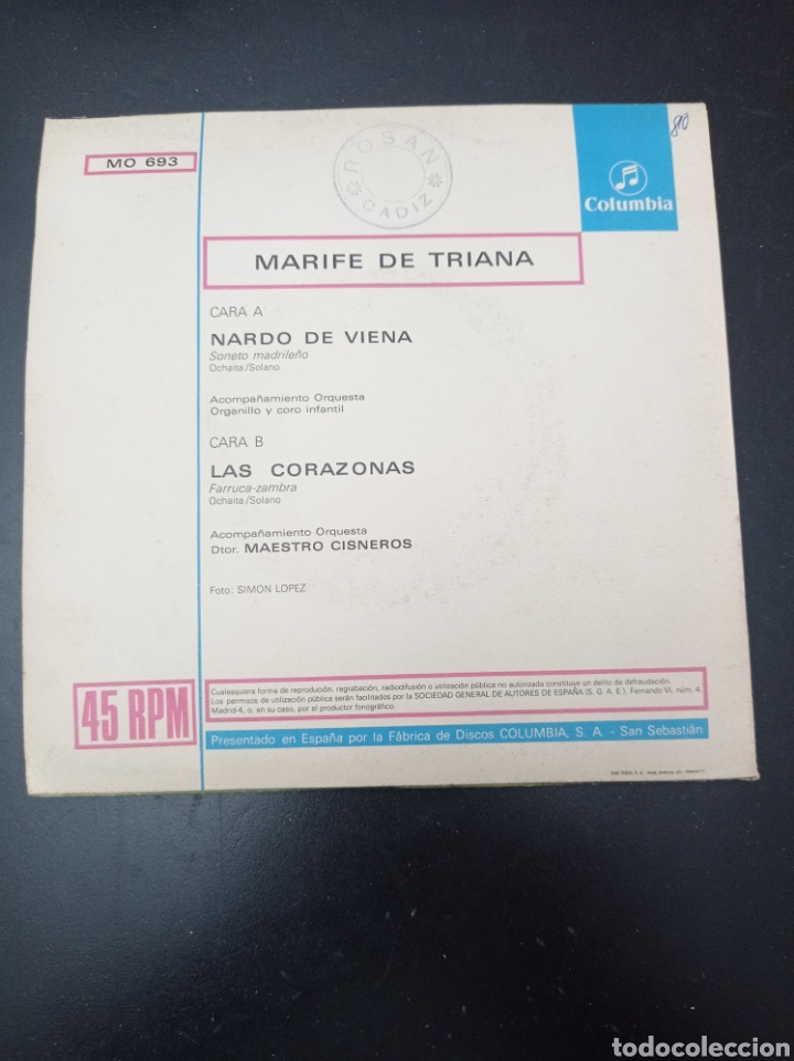 Discos de vinilo: MARIFE DE TRIANA 1969 , DISCO VINILO SINGLES - Foto 2