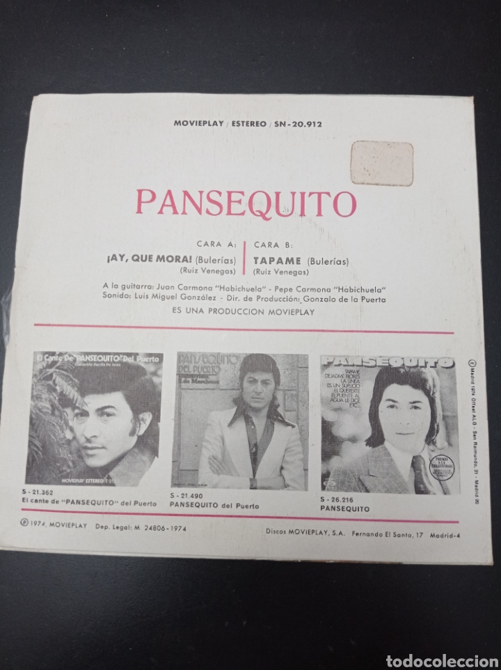 Discos de vinilo: PANSEQUITO 1974 , DISCO VINILODINGLES - Foto 2