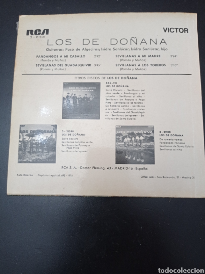 Discos de vinilo: LOS DE DO&Ntilde;ANA ,1970 , DISCO VINILO SINGLES - Foto 2