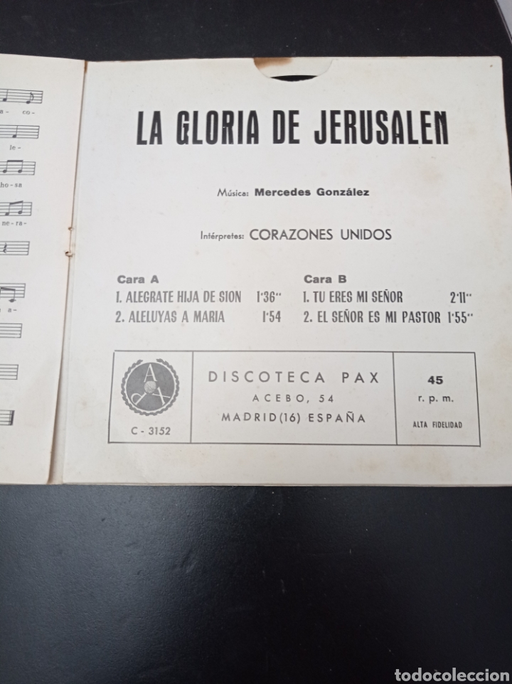 Discos de vinilo: LA GLORIA DE JERUSALEN 1969 , DISCO VINILO SINGLES - Foto 2