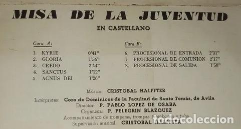 Discos de vinilo: Crist&oacute;bal Halffter. Misa de la juventud. Discoteca Pax 1966 -- EP - Foto 2