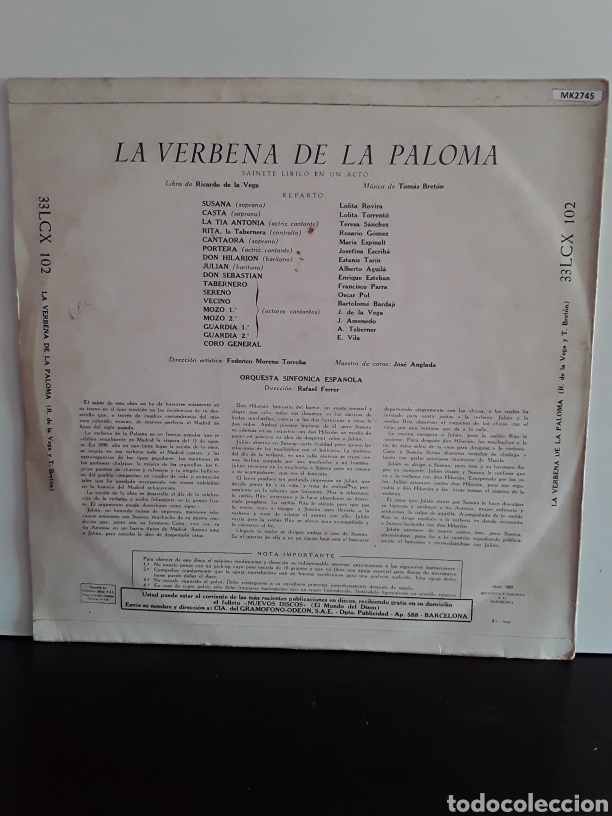 Discos de vinilo: La Verbena De La Paloma - Foto 2