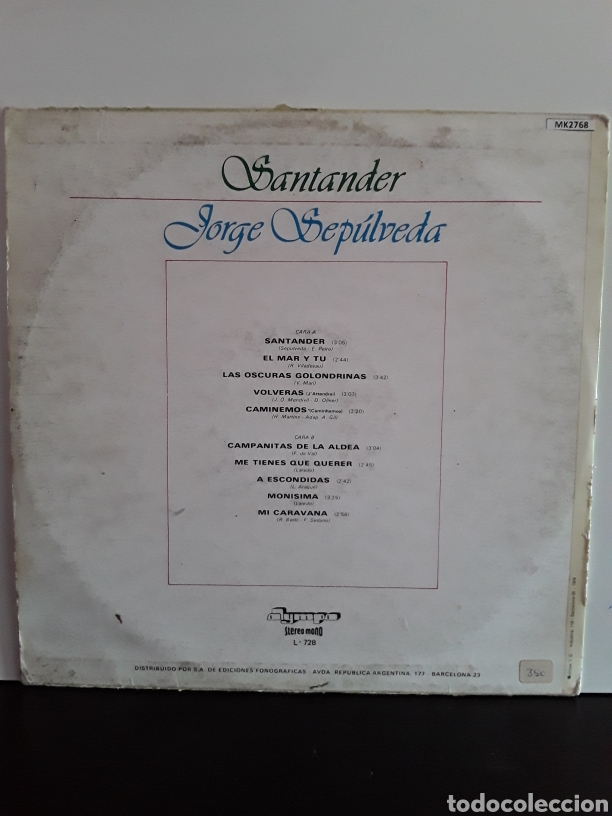 Discos de vinilo: Santander - Jorge Sepulveda - Foto 2