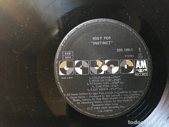 Discos de vinilo: Iggy Pop. Instinct - Foto 3