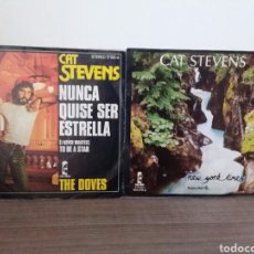 Disques de vinyle: LOTE DE 2. SINGLE. VINILO. CAT STEVENS. I NEVER WANTED TO BE A STAR. NEW YORK TIMES. 1977/1978.. Lote 339238343