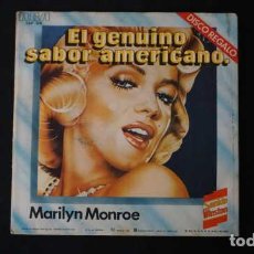 Discos de vinilo: SINGLE EL GENUINO SABOR AMERICANO MARILYN MONROE, GLENN MILLER, RCA, ESP-575, AÑO 1980, PROMOCIONAL. Lote 339357563