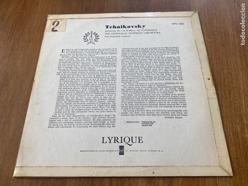Discos de vinilo: TCHAIKOVSKY. THE LENINGRAD SYMPHONY ORCHESTRA. LYRIQUE - Foto 3 - 339363128