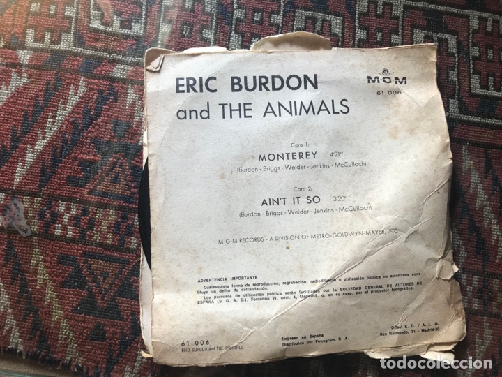Discos de vinilo: Eric Burdon and the Animals. Monterey. MGM - Foto 2