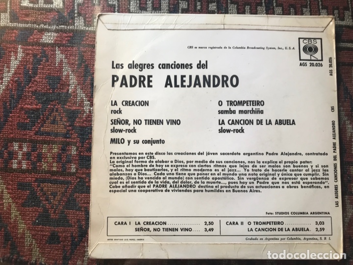Discos de vinilo: Las alegres canciones del padre Alejandro. La creaci&oacute;n. CBS - Foto 2