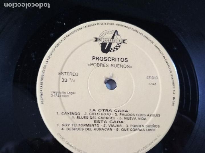 Discos de vinilo: Proscritos &lrm;&ndash; Pobres Sue&ntilde;os , 1990, interferencias, 1990 - Foto 5
