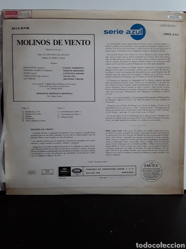 Discos de vinilo: Pablo Luna &lrm;&ndash; Molinos De Viento - Foto 2
