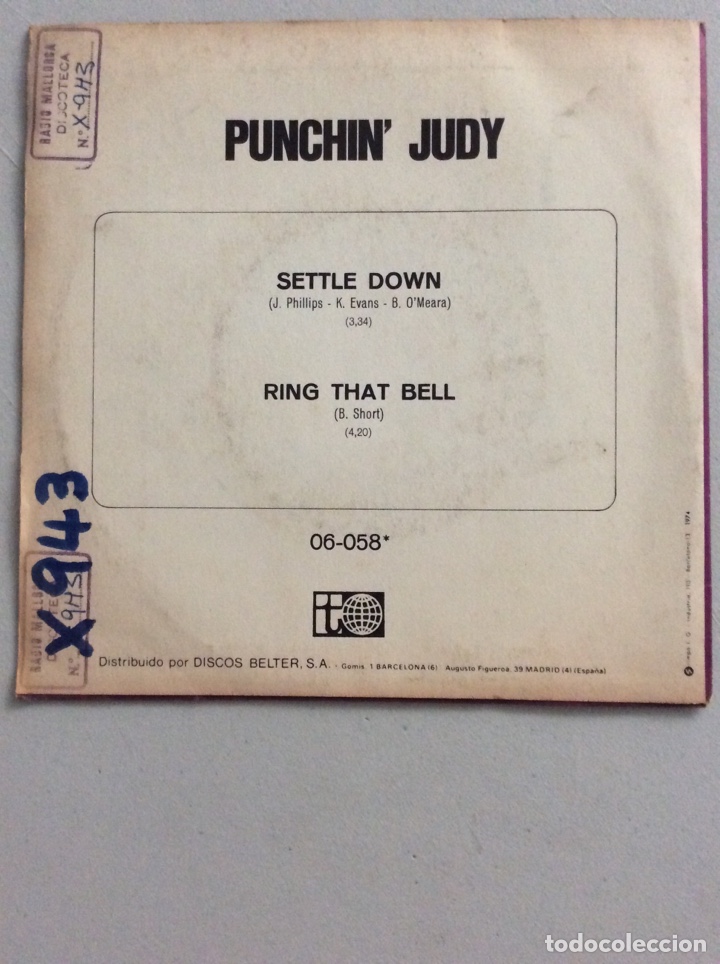 Discos de vinilo: Punchin&rsquo; Judy. Settle down. Ring that Bell. - Foto 2