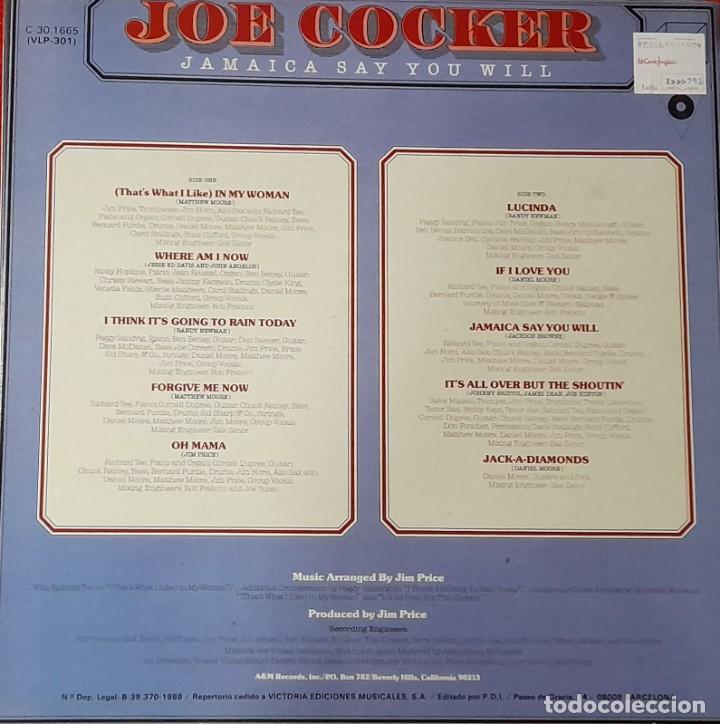 Discos de vinilo: JOE COCKER - JAMAICA SAY YOU WILL - LP - Foto 2